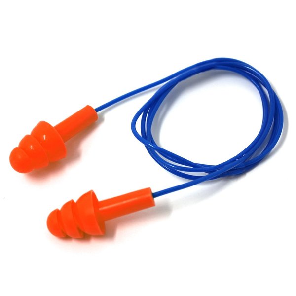 Genius Plugz Red Flanged Corded Resusable Earplugs, 100 Pairs, NRR 26 PK C220R